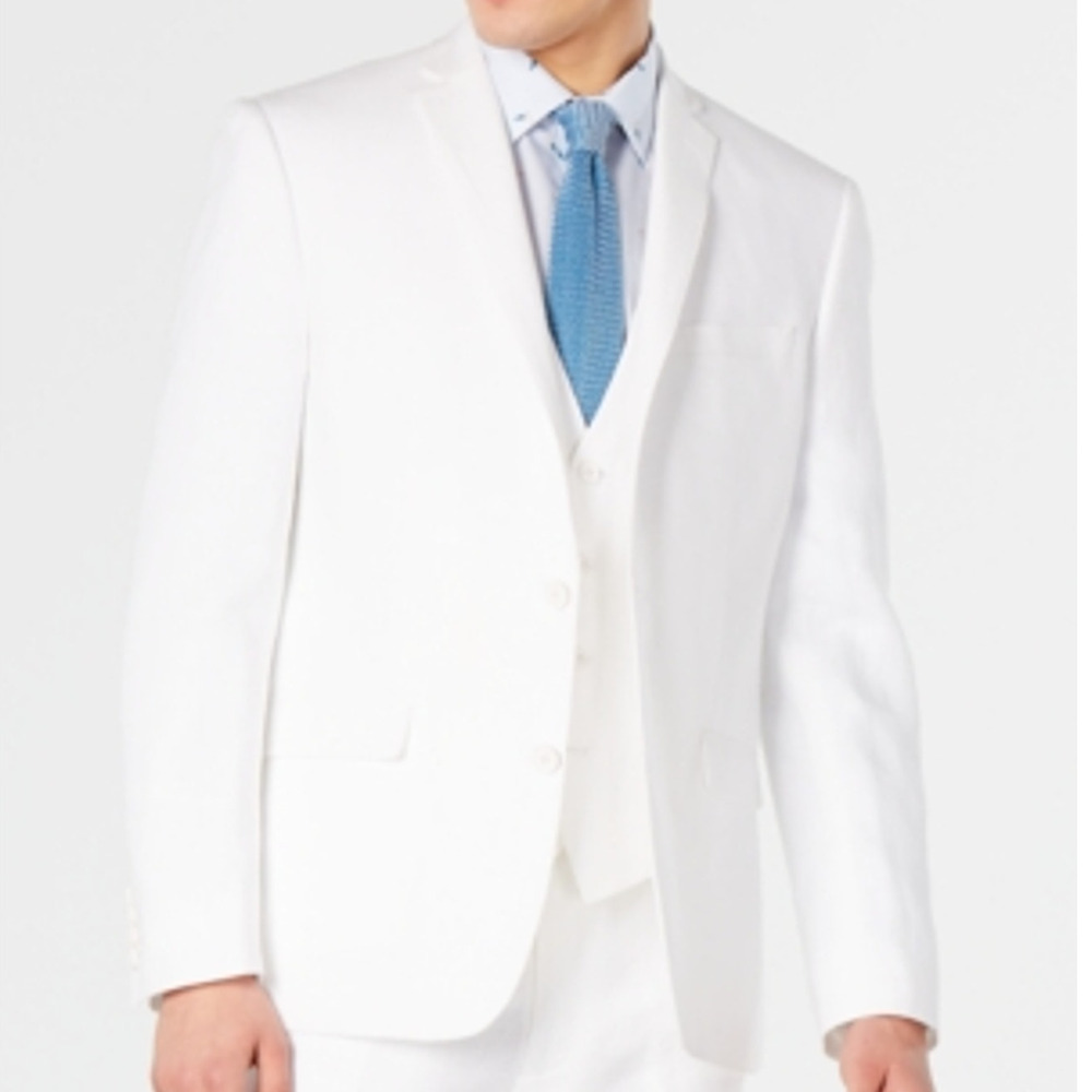 Bar III Men's Slim-Fit White 100% Linen Suit Jacket white 38S $360 - Picture 2 of 9